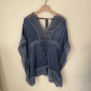 Blue Cinched Waist Top